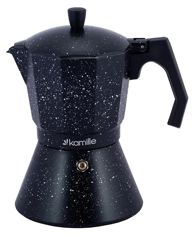 Кофеварка гейзерная Kamille Andel Black 600мл на 12 чашек KM-2514MR