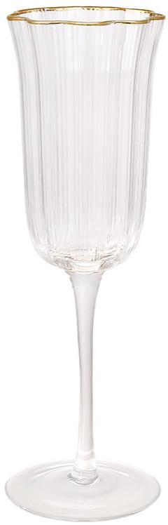 Набор 6 стеклянных бокалов для шампанского "Flower Glass" 200мл прозрачные BD-448-110