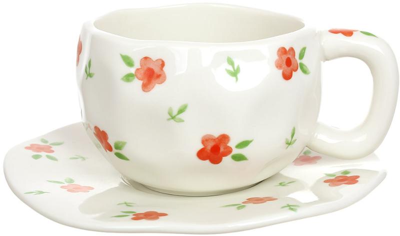Set of 6 tea cups with saucers "Flower Bloom" 280ml, porcelain BD-K357