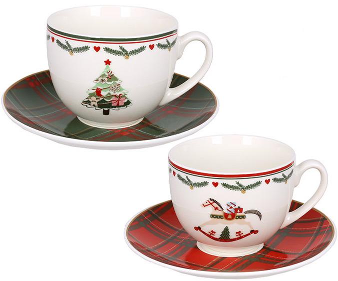 Set of 2 "Christmas Fairy Tale" Porcelain Cups with Saucers, 240 ml, BD-311-138