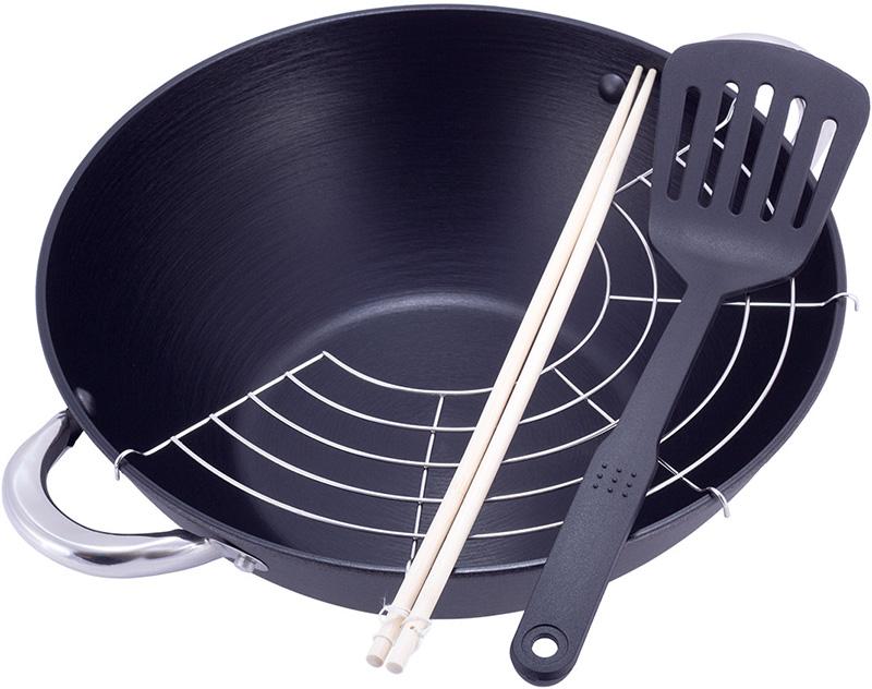 Казан чугунный "Wok" 4.5л, с антипригарным покрытием и аромо-крышкой KM-4807MR