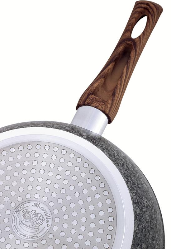Сковорода-сотейник Kamille Grey Marble Ø24см индукционная с антипригарным покрытием KM-4165