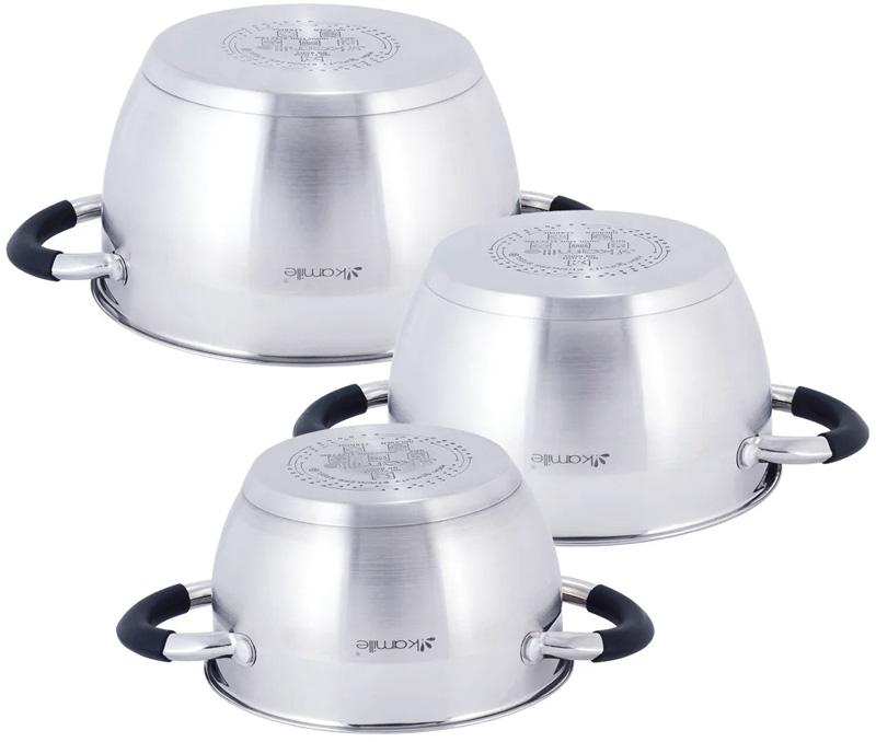 Набор 3 кастрюли Kamille Marsaili 1.8л, 2.5л, 3.5л с силиконовыми ручками KM-5754