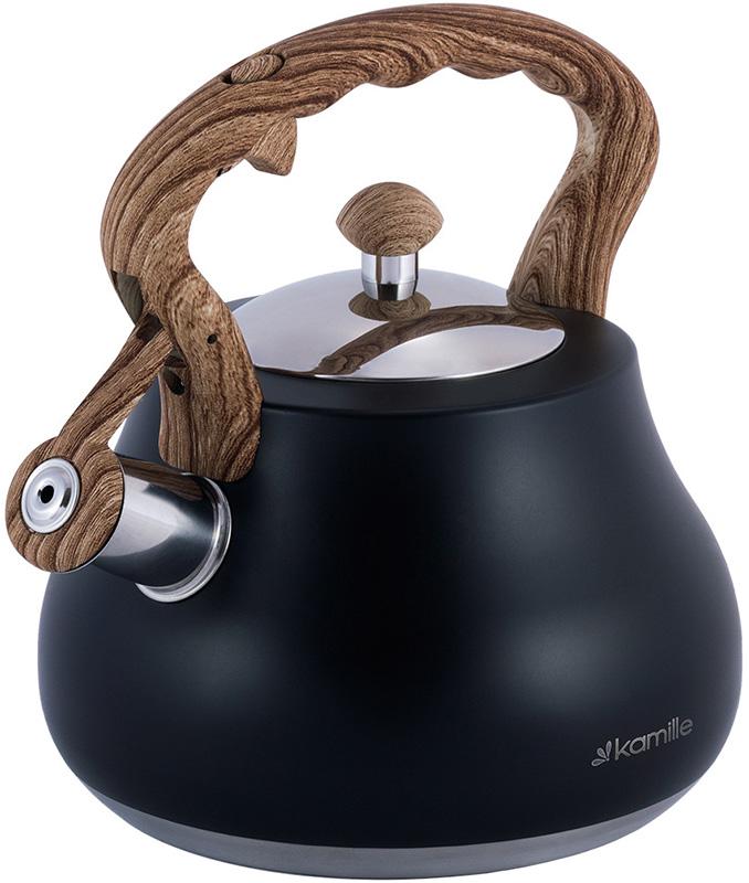Чайник Kamille Whistling Kettle Black 2.7л из нержавеющей стали со свистком (черный) KM-1092