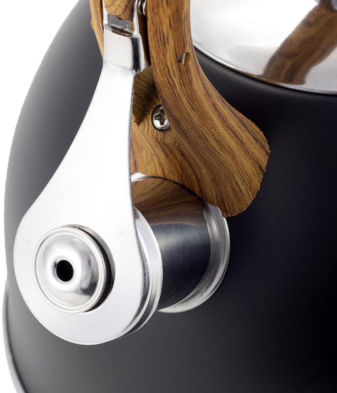 Чайник Kamille Whistling Kettle Black 2.5л из нержавеющей стали со свистком (черный) KM-1096