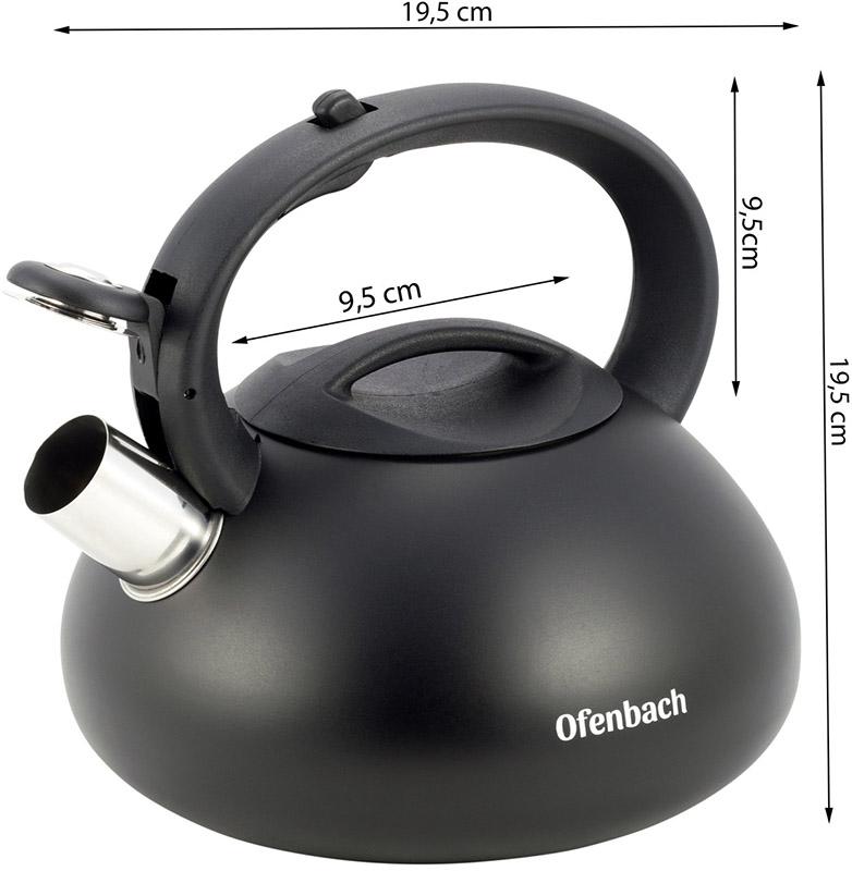 Чайник Ofenbach Happy Kettle 2.5л из нержавеющей стали со свистком, черный матовый NB-100302