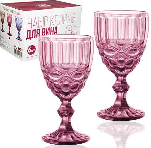 Набор 6 бокалов для вина Elodia Винтаж 260мл, розовое стекло ST-9458-PU