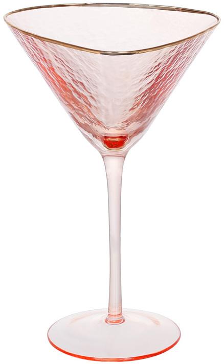 Набор 4 фужера Diva Pink бокалы для мартини 190мл, розовый с золотым кантом BD-579-249