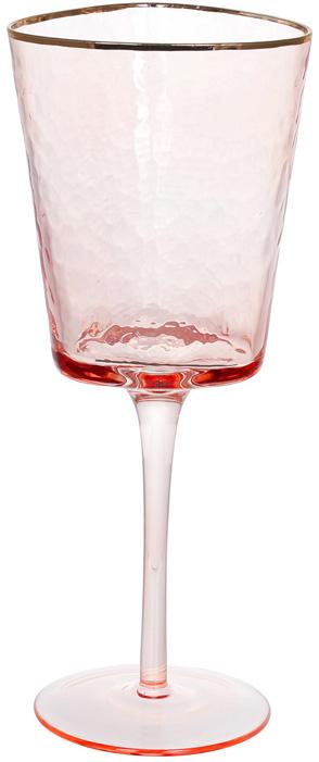 Набор 4 фужера Diva Pink бокалы для вина 400мл, розовый с золотым кантом BD-579-250