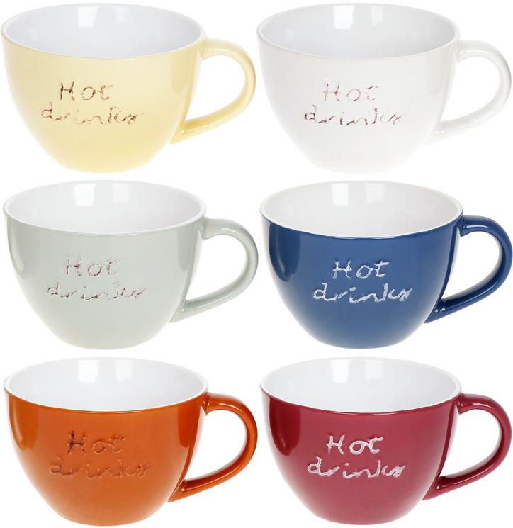 Набор 6 керамических кружек "Hot Drinks" 450мл, яркие BD-344-188