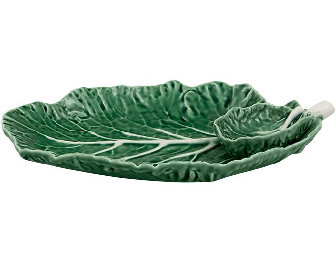 Набор 2 блюда с соусником Bordallo Pinheiro Cabbage 28x20см Зеленый TR-65000554