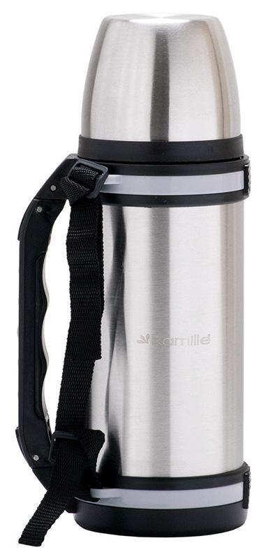 Термос Kamille Halsten 1000мл с ручкой и ремешком KM-2090