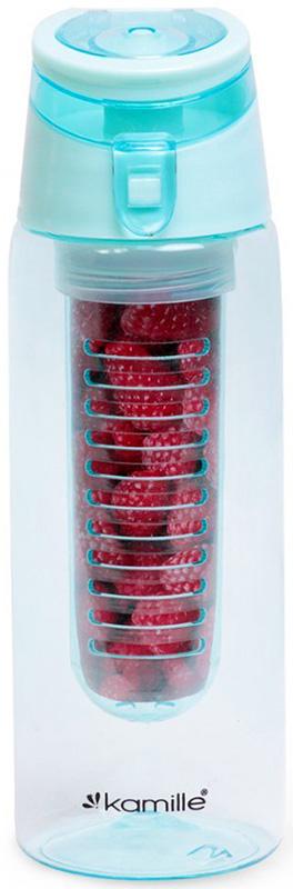 Бутылка для воды Kamille Fruit 660мл пластиковая с отсеком для фруктов KM-2303