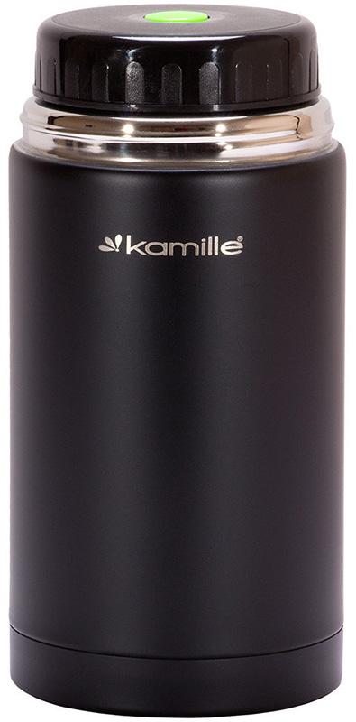 Термос пищевой Kamille Merikano, 1000мл из нержавеющей стали, черный KM-2093A