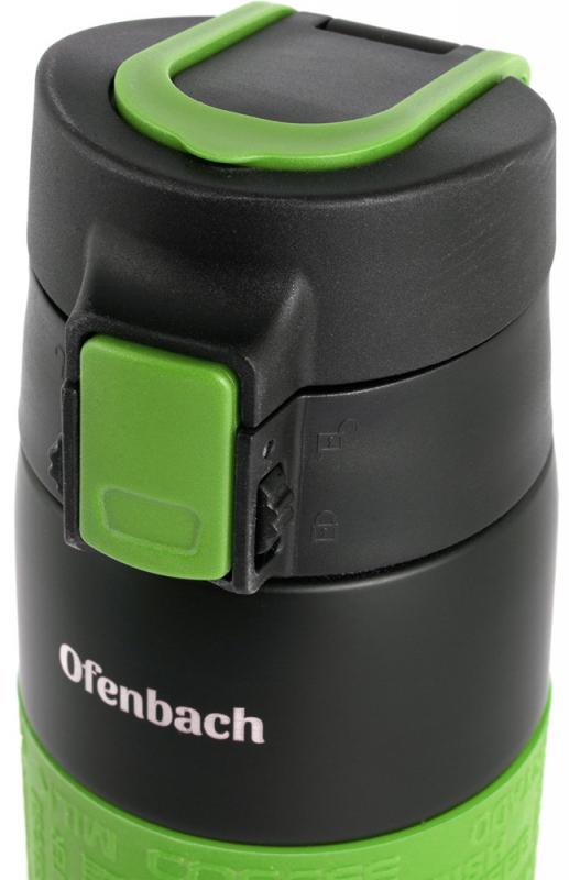 Термос-бутылка Ofenbach Elegance 480мл с силиконовой зеленой вставкой NB-101300G