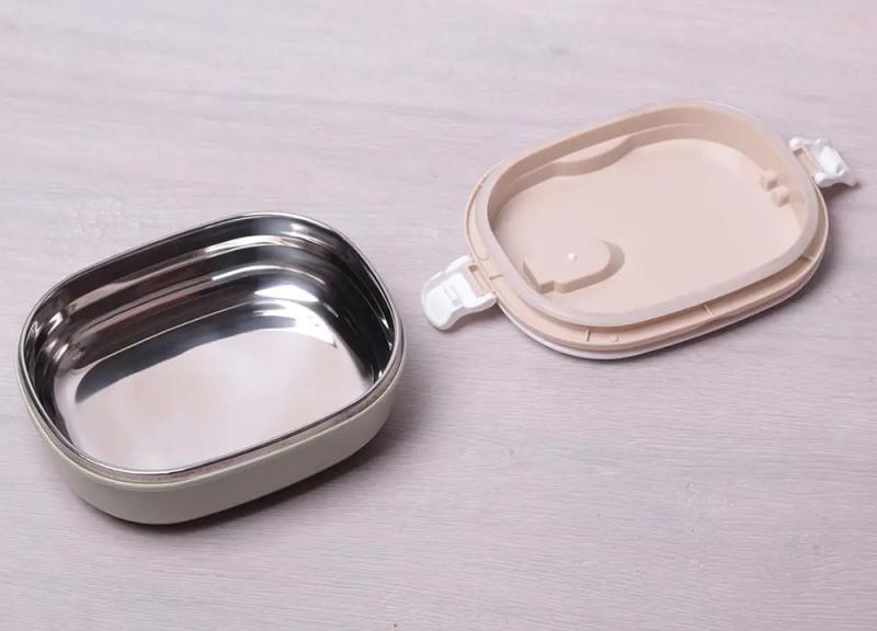 Ланч-бокс Kamille Food Box 700мл, 20х14.5х7.5см, бежевый с оливковым KM-2124