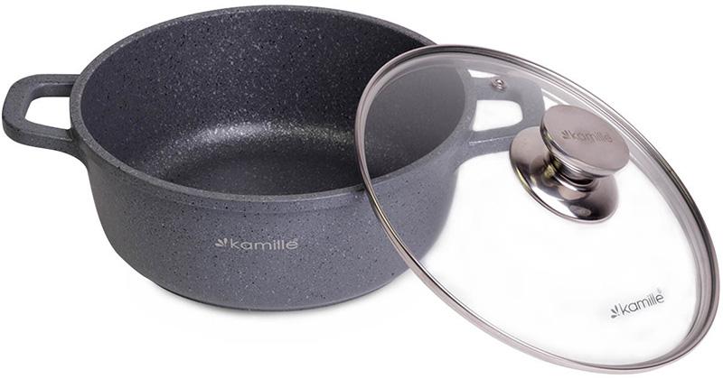 Кастрюля Kamille Landes Grey 4.5л с литыми алюминиевыми ручками KM-4425