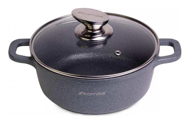 Кастрюля Kamille Landes Grey 2.3л с литыми алюминиевыми ручками KM-4424