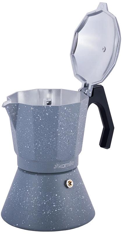 Кофеварка гейзерная Kamille Andel Grey 600мл на 12 чашек KM-2519GR