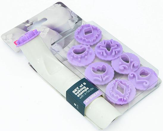 Set of 8 Fissman Decorator stamps for cookies Ø3cm with handle