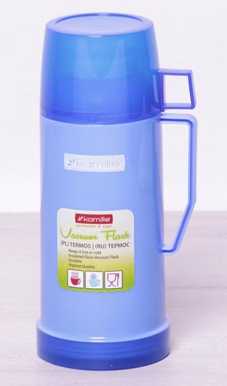 Термос Kamille Glass 600мл зеркальная колба с 2 чашками KM-2071