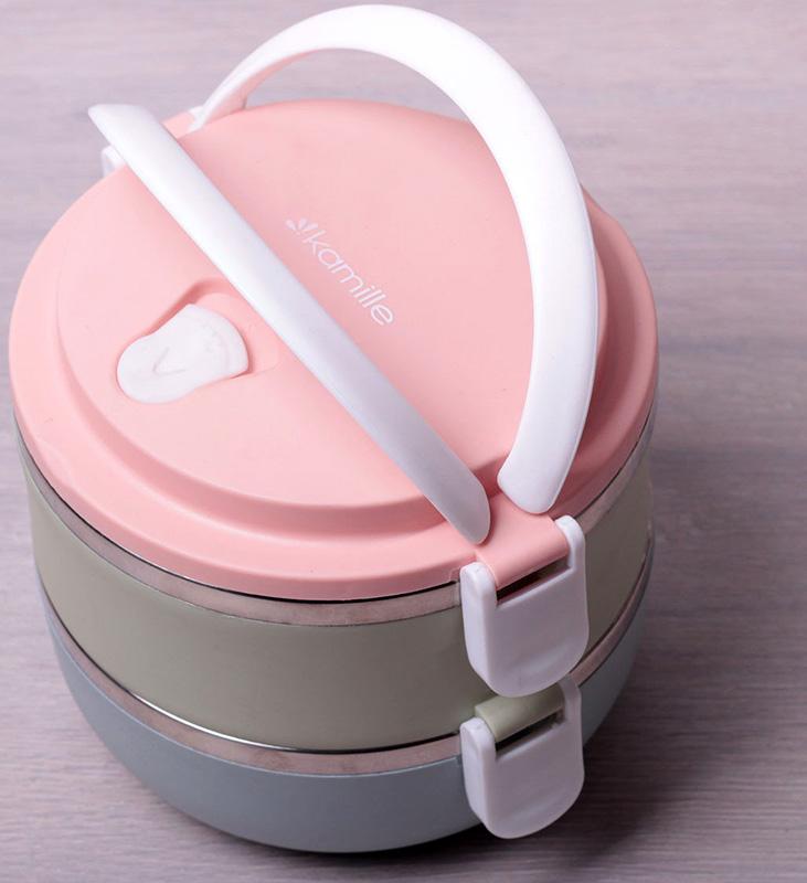 Ланч-бокс Kamille Food Box 2 емкости по 700мл, 16.5х15х13.5см KM-2116