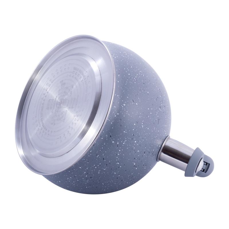 Чайник Kamille Whistling Kettle 3л из нержавеющей стали со свистком, серый мрамор KM-1074-GR