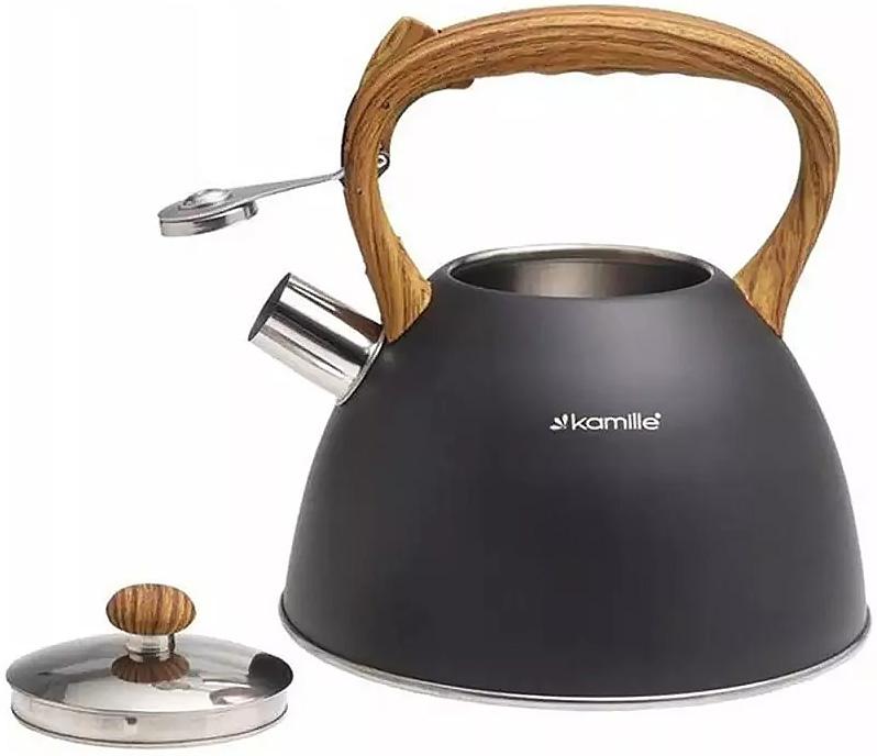 Чайник Kamille Whistling Kettle Black 3л из нержавеющей стали со свистком (черный) KM-0854