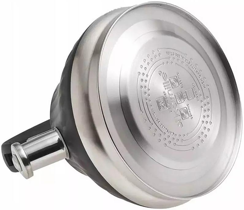 Чайник Kamille Whistling Kettle Marshmallow 3л из нержавеющей стали со свистком, черный KM-0858