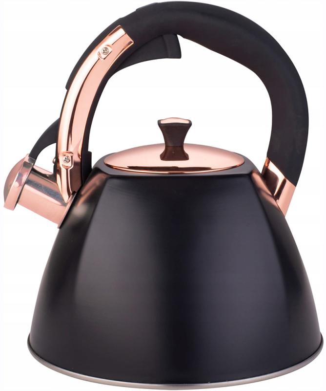 Чайник Kamille Whistling Kettle Black&Rose 3л из нержавеющей стали со свистком KM-0864