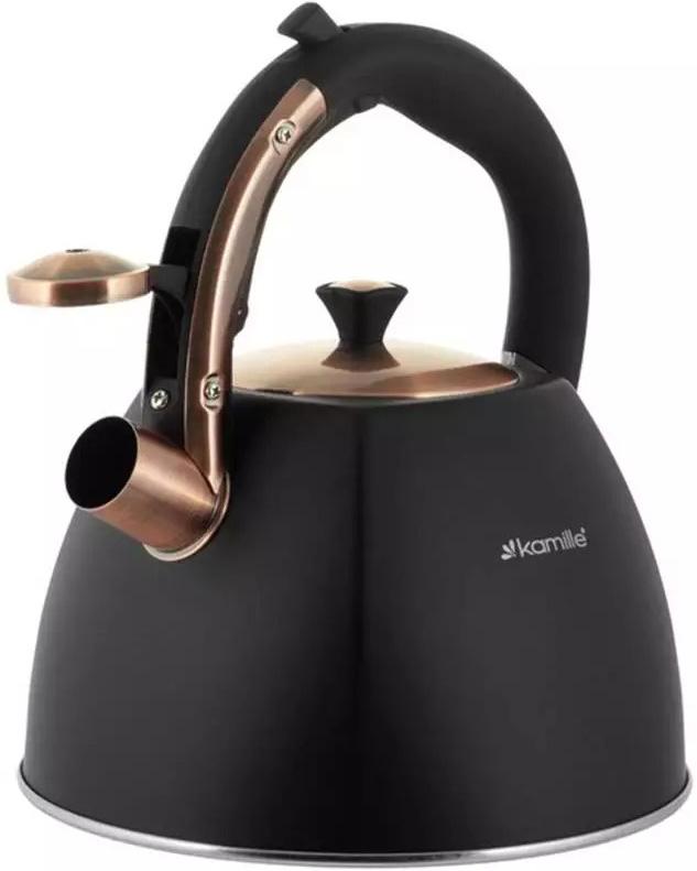 Чайник Kamille Whistling Kettle Black&Rose 3л из нержавеющей стали со свистком KM-0864