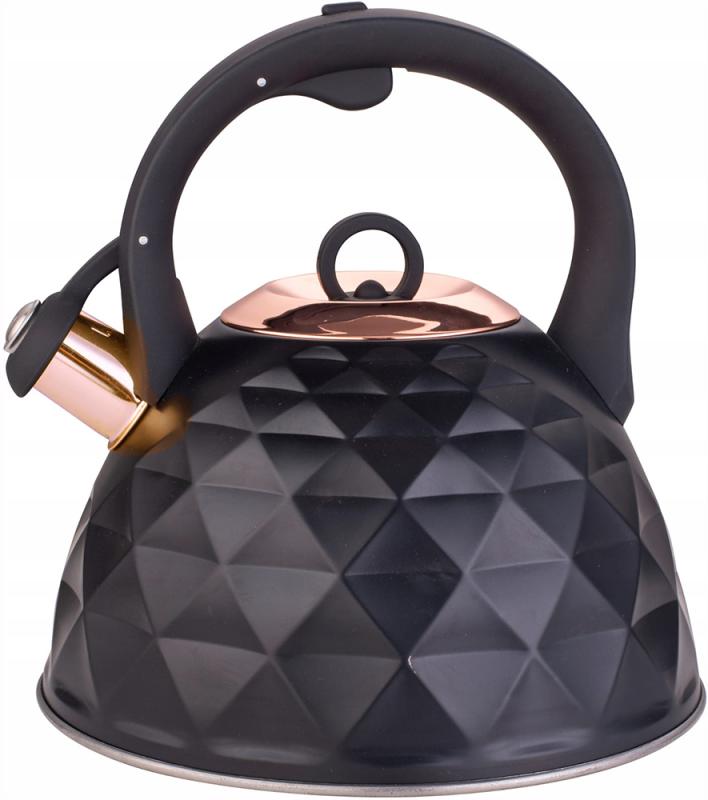 Чайник Kamille Whistling Kettle Black Сrystal 3л из нержавеющей стали со свистком KM-0867