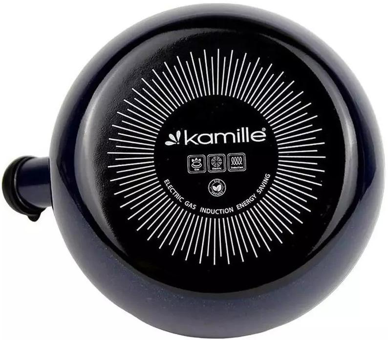 Чайник эмалированный Kamille "Boiling Water" 2.2л со свистком, темно-красный металлик KM-1038C