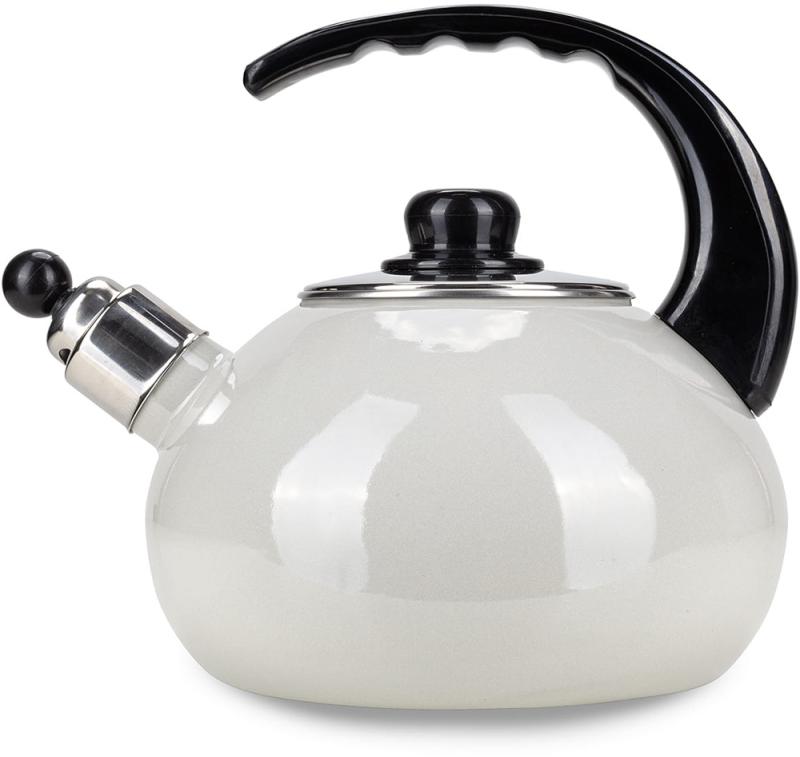 Чайник эмалированный Kamille "Boiling Water" 2.5л со свистком, бежевый глянец KM-1039B