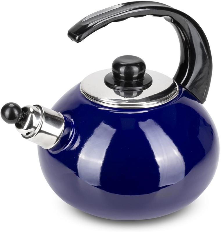 Чайник эмалированный Kamille "Boiling Water" 2.5л со свистком, синий глянец KM-1039C
