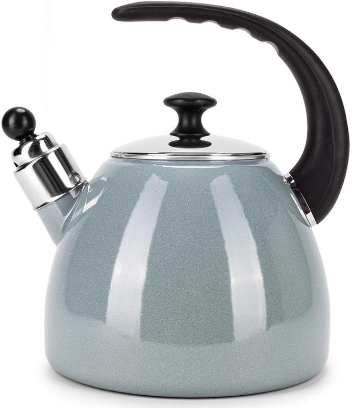 Чайник эмалированный Kamille "Boiling Water" 2.5л со свистком, индукционный, оливковый KM-1040A