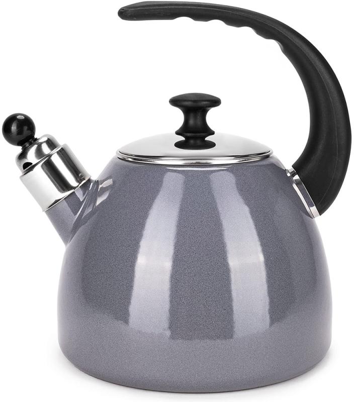 Чайник эмалированный Kamille "Boiling Water" 2.5л со свистком, индукционный, серый KM-1040C