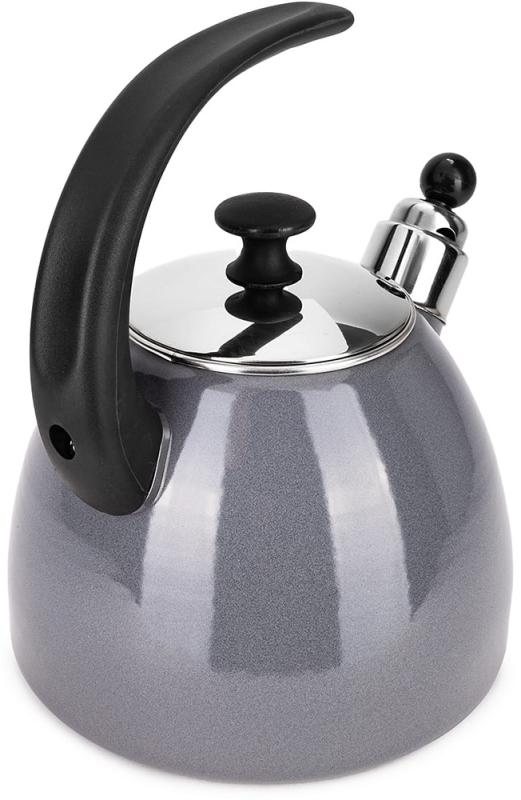 Чайник эмалированный Kamille "Boiling Water" 2.5л со свистком, индукционный, серый KM-1040C