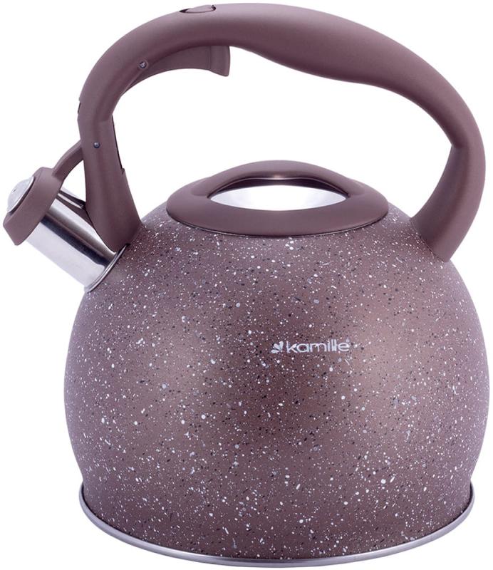 Чайник Kamille Whistling Kettle 3л из нержавеющей стали со свистком (коричневый гранит) KM-1074BRW