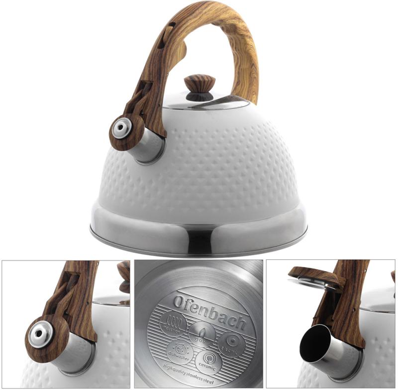 Чайник Ofenbach Whistling Kettle White 2.7л нержавеющая сталь со свистком, белый NB-100305WH