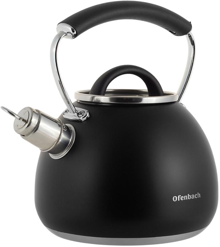 Чайник Ofenbach Magic Kettle 2.5л со свистком и стеклянной крышкой, черный NB-100311