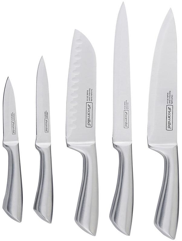 Набор ножей Kamille Steel 5 кухонных ножей на деревянной подставке KM-5130
