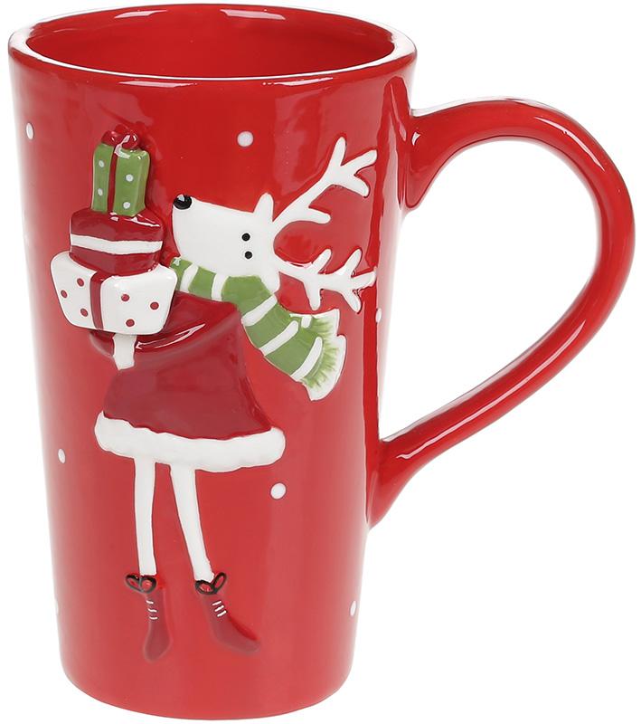 Ceramic mug "Deer with gifts" 500ml, tall BD-834-338