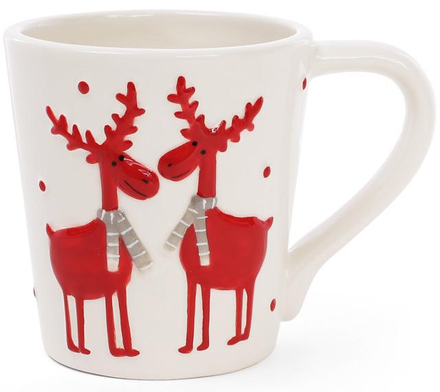 Ceramic mug "Deer in scarves on white" 325ml BD-834-150