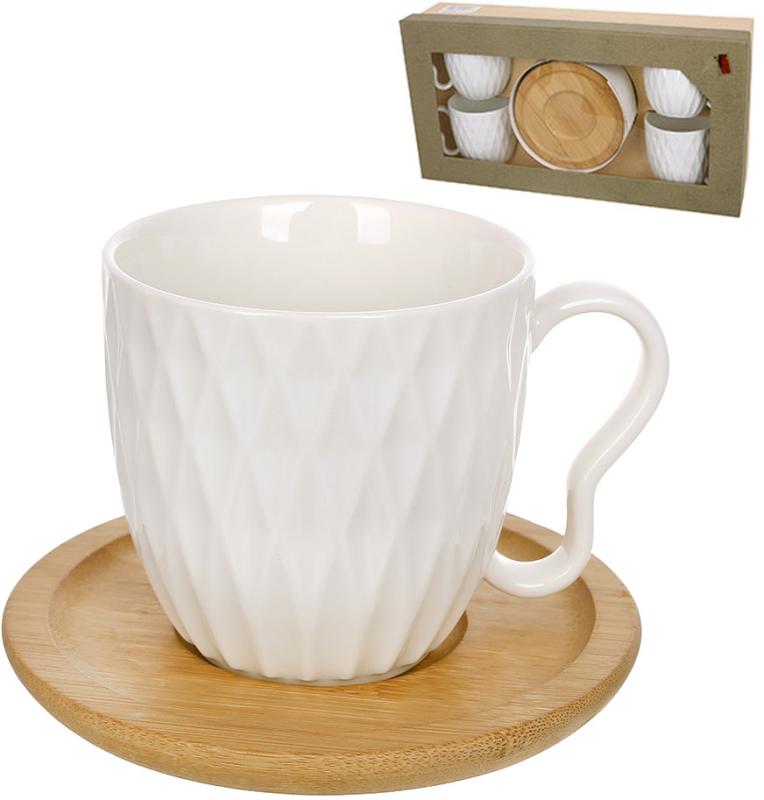 Tea and coffee set Ceram Bamboo "Romb" 4 cups 200ml and 4 bamboo saucers BD-289-433