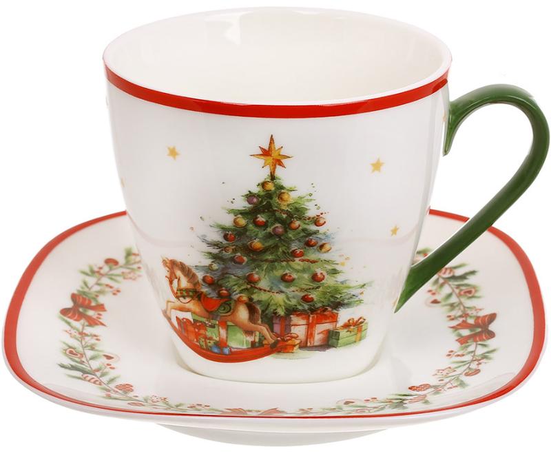 Porcelain teacup and saucer "Christmas Tree", tea pair, 220ml, BD-498-328
