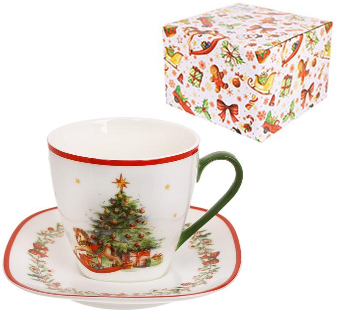 Porcelain teacup and saucer "Christmas Tree", tea pair, 220ml, BD-498-328