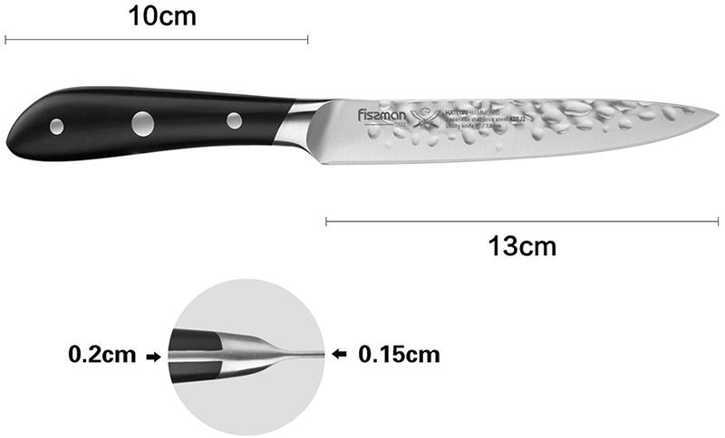 Нож универсальный Fissman Hattori 13см hammered из нержавеющей стали FN-2532