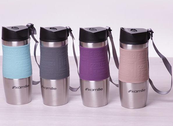 Kamille Elegance 380ml Thermal Mug with Strap KM-2052