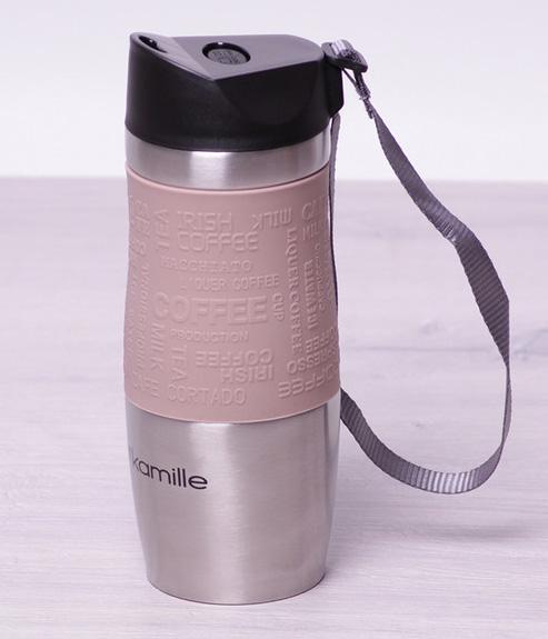 Kamille Elegance 380ml Thermal Mug with Strap KM-2052
